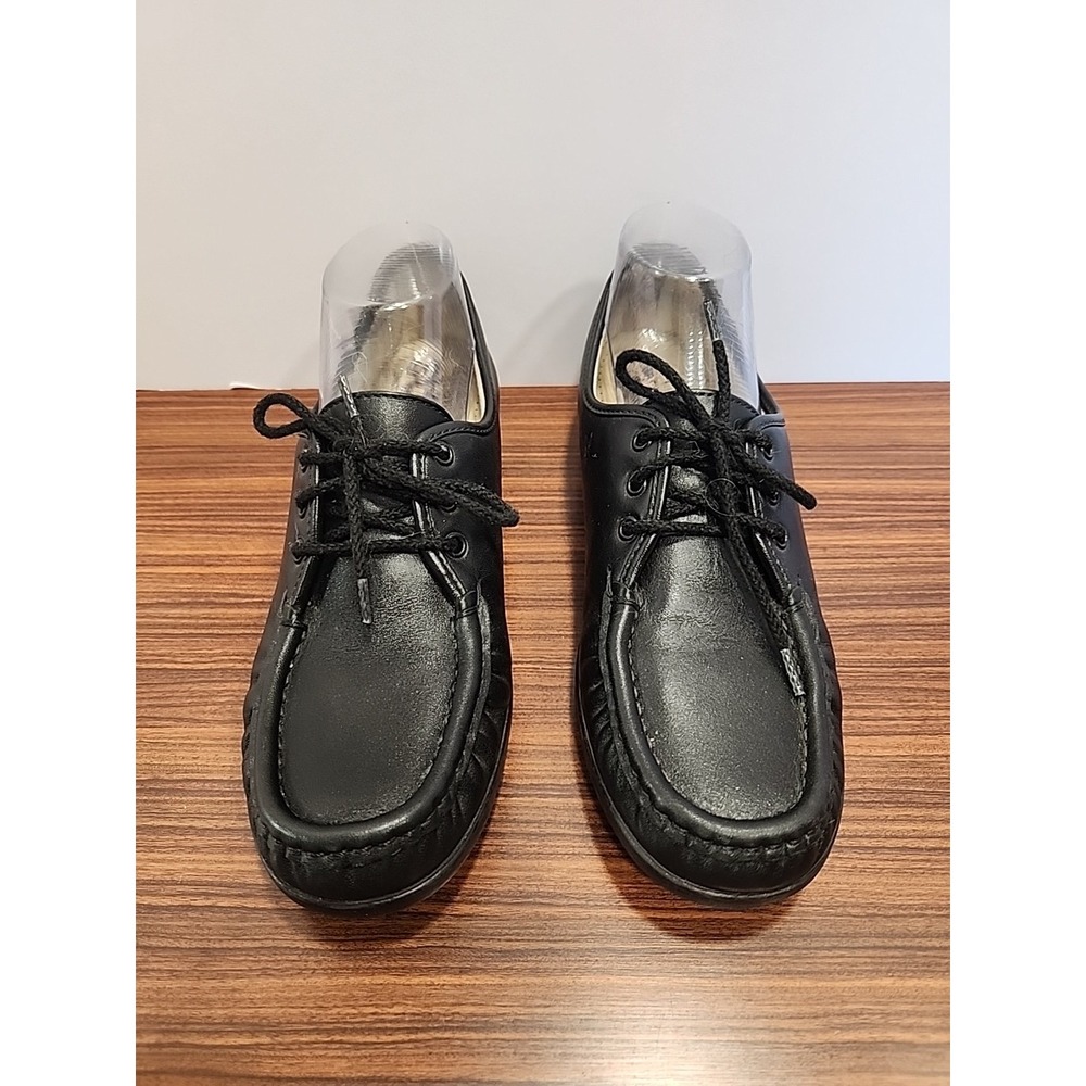 SAS 'Siesta' Black Leather Hand Sewn Moc Toe Oxfords Comfort Shoes Sz. 10.5 S‎